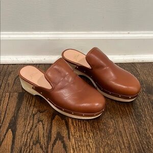 Jcrew Brown Leather Clogs/Mules